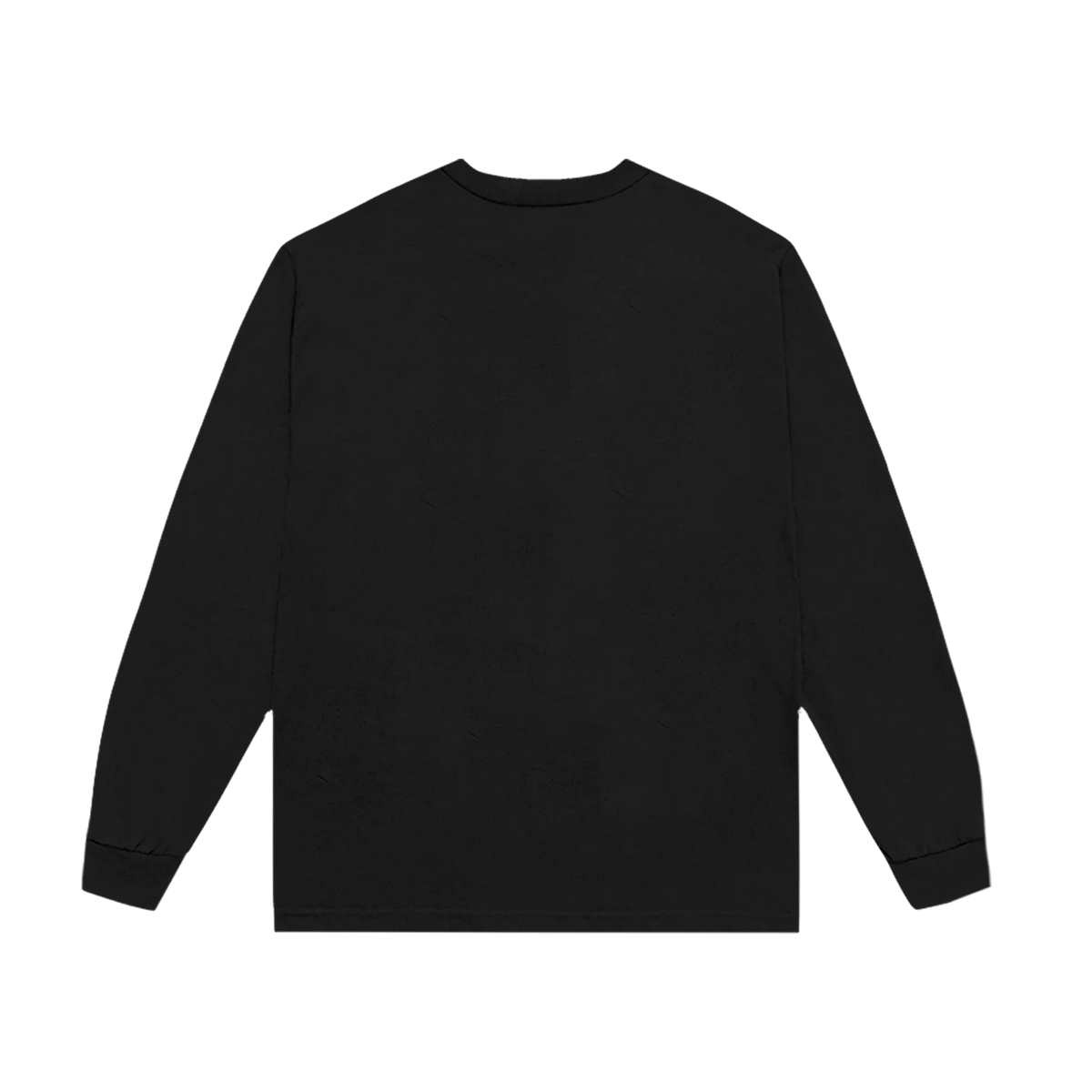 Back view of the plain black Harry Styles Strange Dawn long sleeve T-shirt with ribbed cuffs