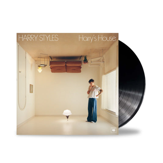 Harry's House vinyl by Harry Styles showing the upside-down room cover art and a black LP